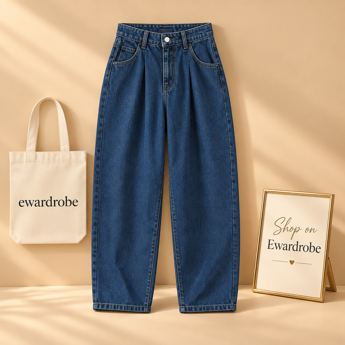 High Waisted Mid Blue Mom Jeans