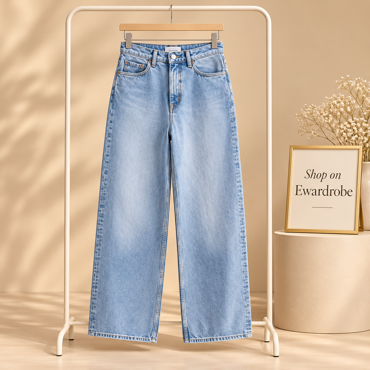 Skyish Ice Blue Wide Leg Jeans