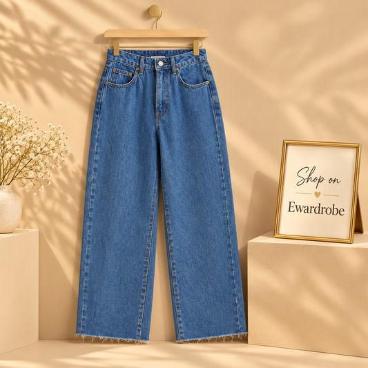 Mid Blue Wide Leg Jeans
