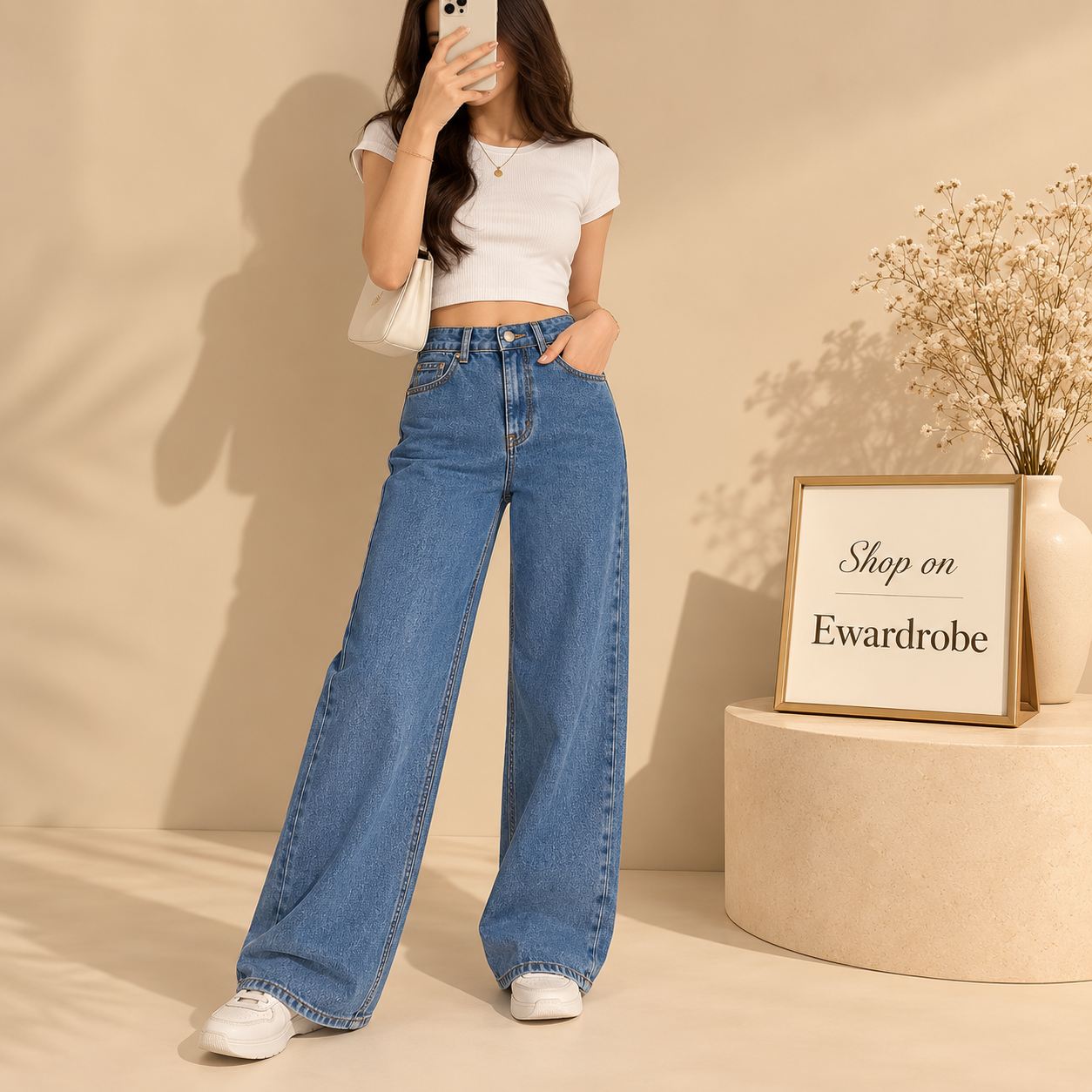 Dark Blue Wide Leg Jeans