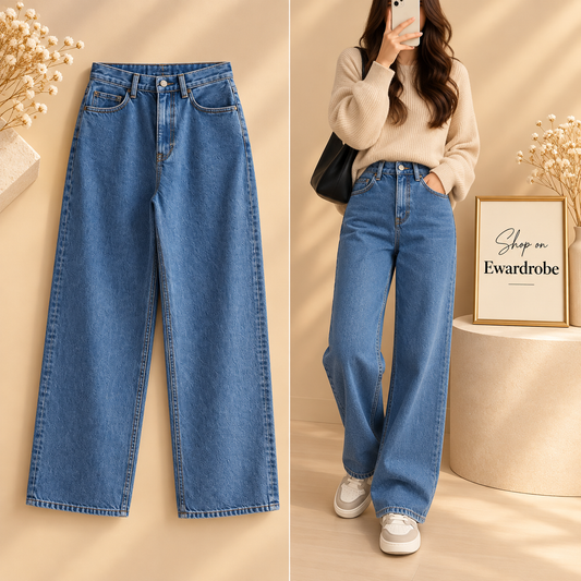 Sky Blue Wide Leg Jeans