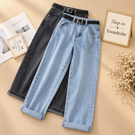 Pack of 2 Mom Fit Jeans (Ice Blue and Malaysian Black)