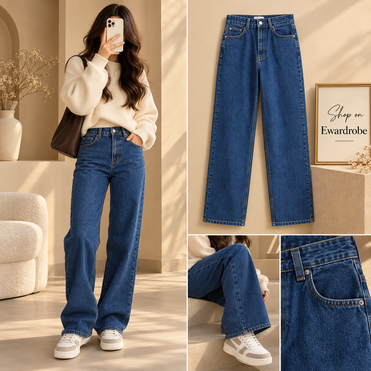 Mid Blue Straight Jeans