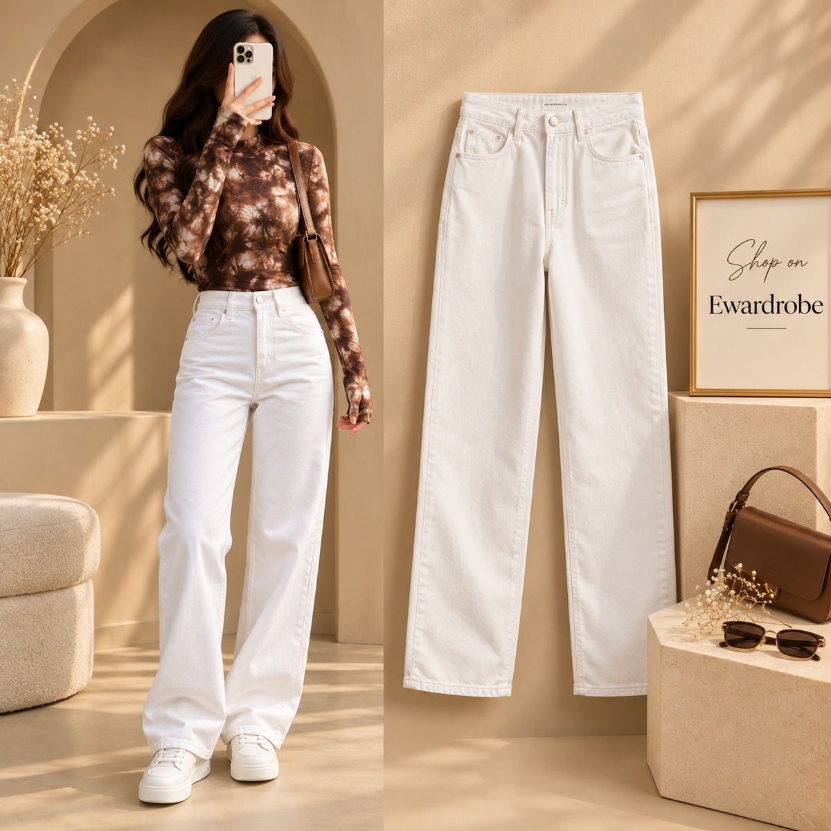 High Waisted White Wide Leg Jeans