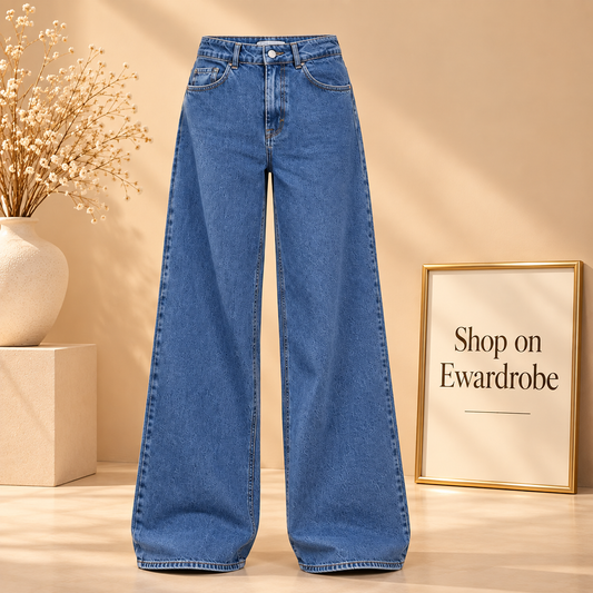 Mid Blue Wide Leg Jeans