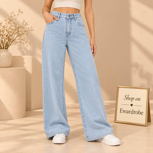 Rust Ice blue Wide Leg Jeans