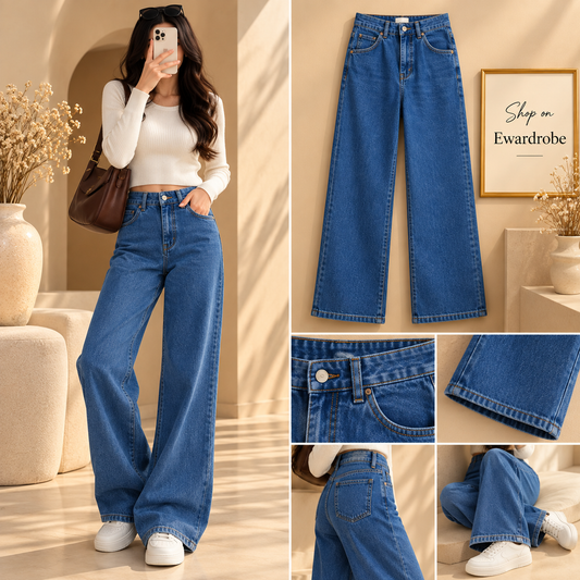 Midish Blue Wide Leg Jeans
