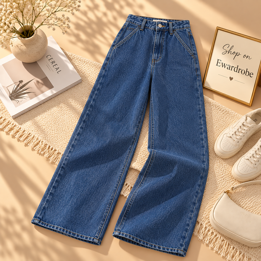 Mid Blue Wide Leg Jeans