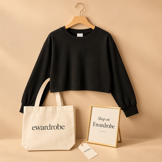 Basic Black Crop Sweatshirt