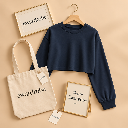Basic Navy Blue Crop Sweatshirt
