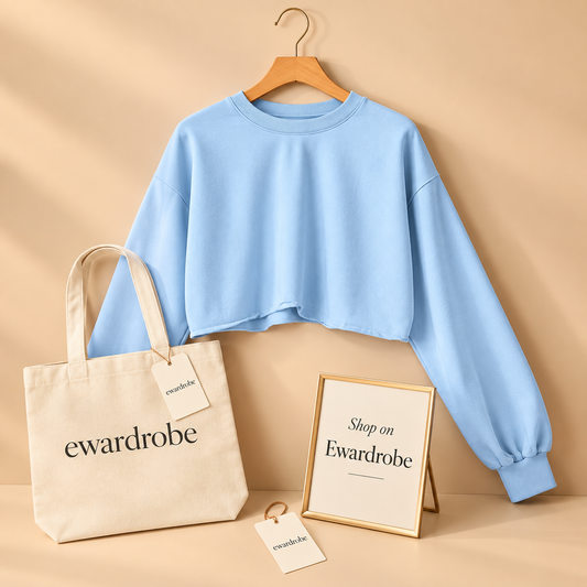 Basic Sky Blue Crop Sweatshirt