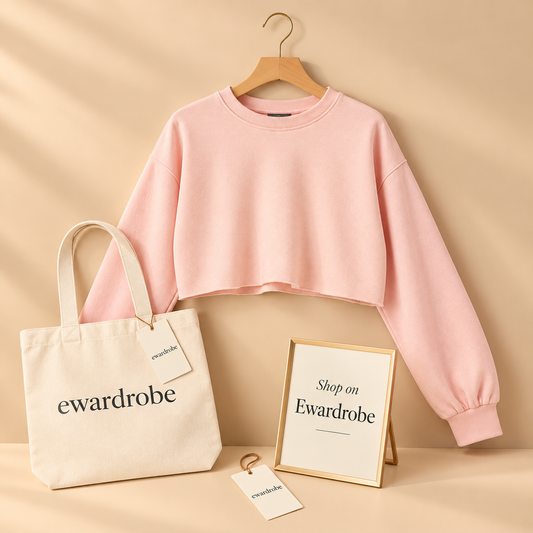 Basic Baby Pink Crop Sweatshirt