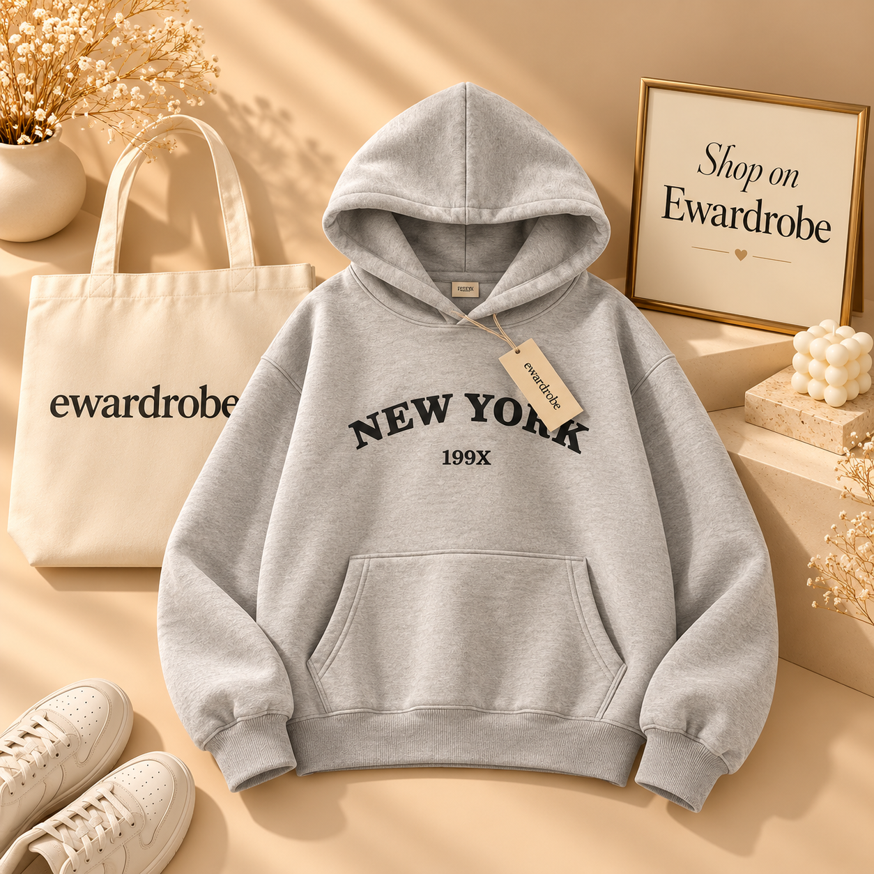 New York Grey Hoodie