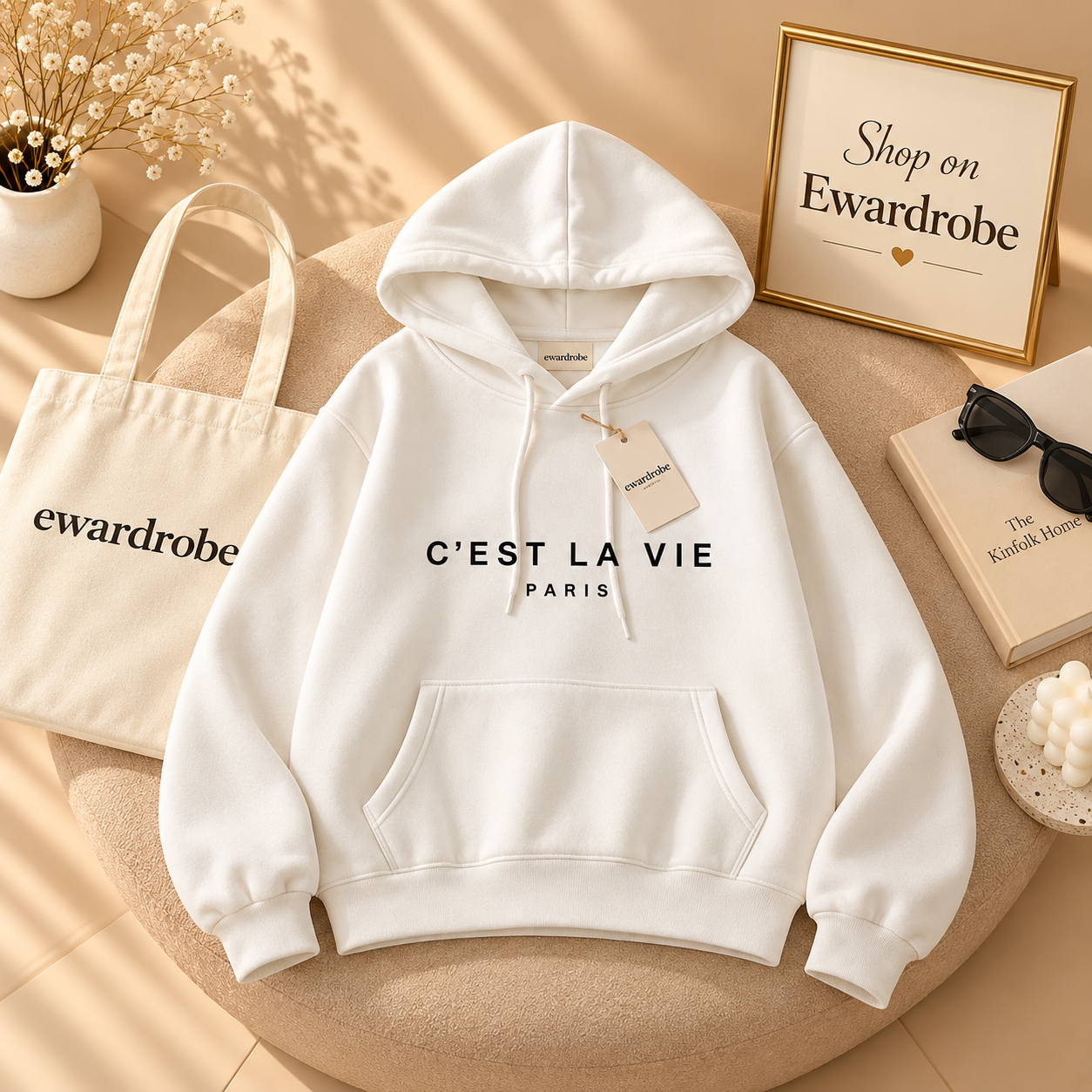 White Cest La Vie Hoodie