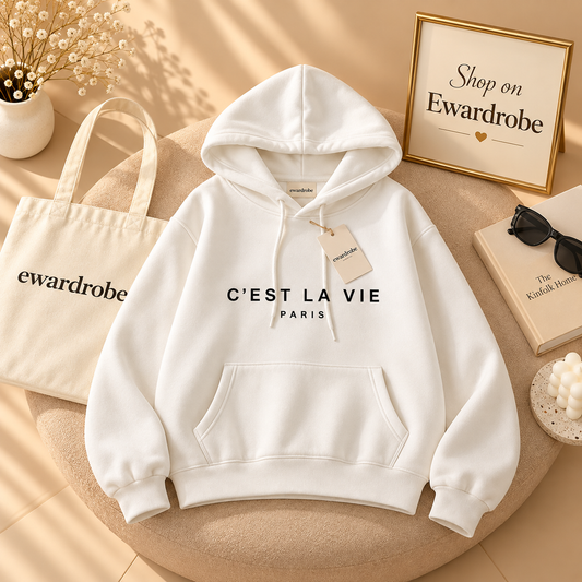 White Cest La Vie Hoodie