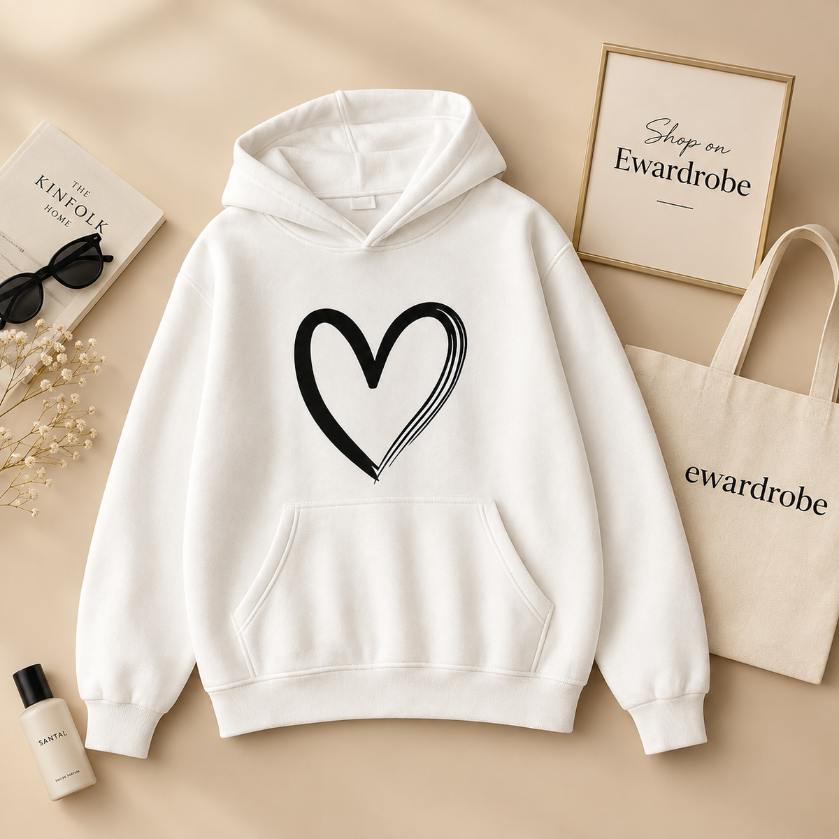 White Shreded Heart Hoodie