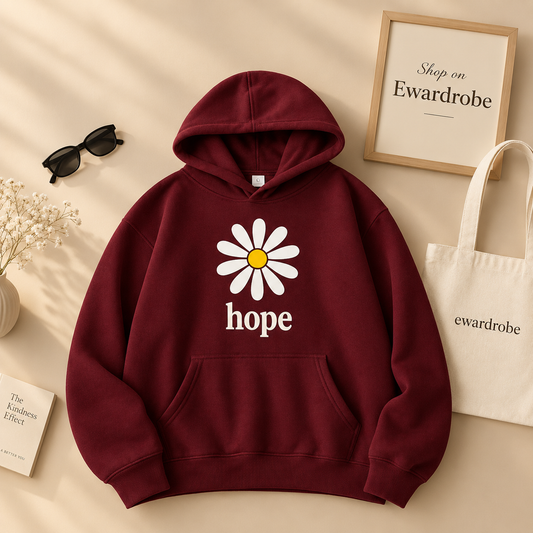 Maroon Big Hope Sunflower Hoodie