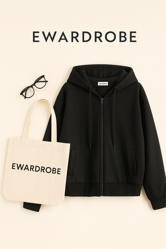 Basic Black Zipper Hoodie