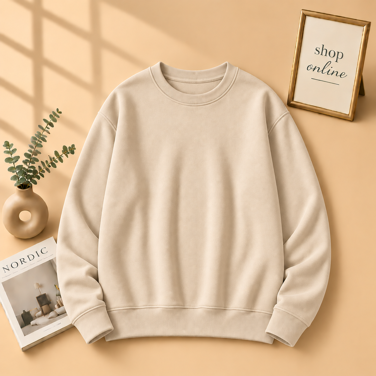 Beige Plain Sweatshirt