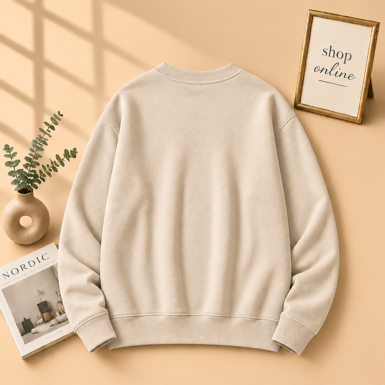 Beige Plain Sweatshirt