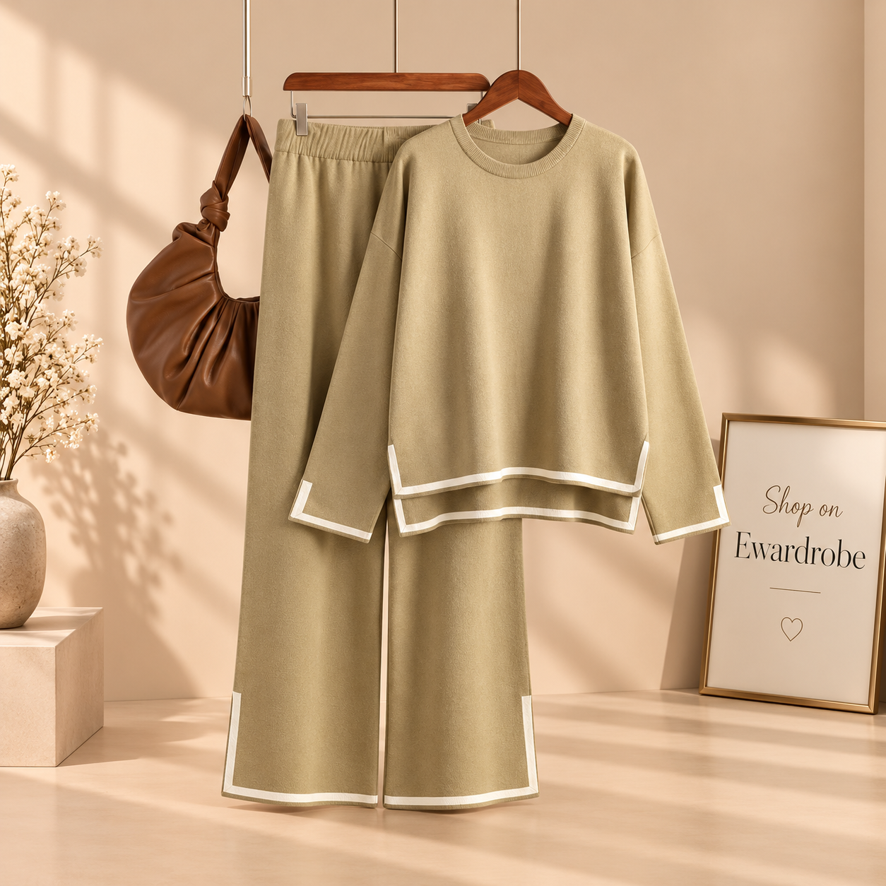 Beige Lining Winter Tracksuit