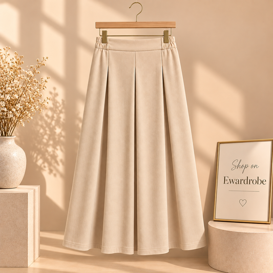 Beige Twill Long Skirt