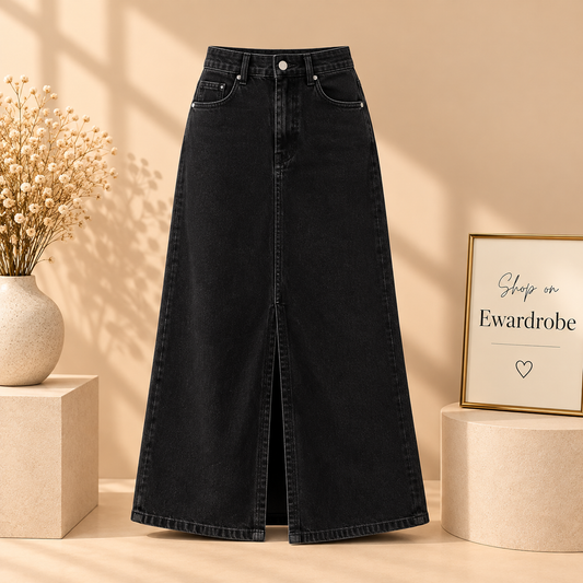 Black Denim Skirt
