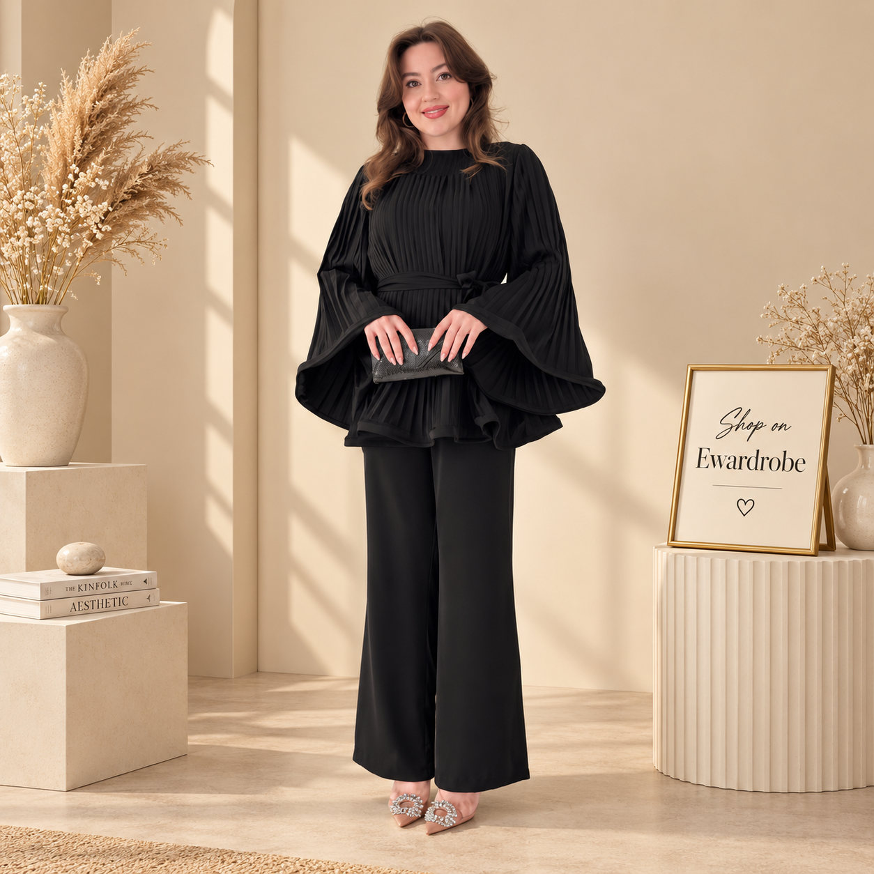 Black Pleated Frock Co-ord Set