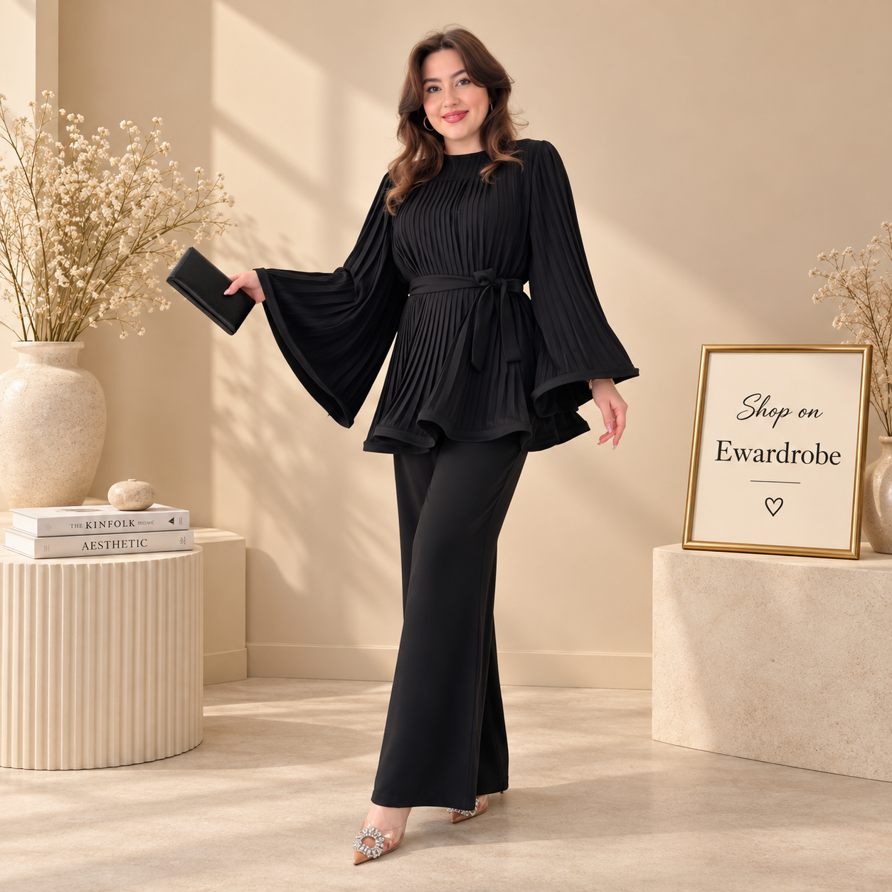 Black Pleated Frock Co-ord Set