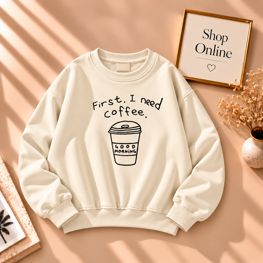 First I Need Coffee Sweatshirt