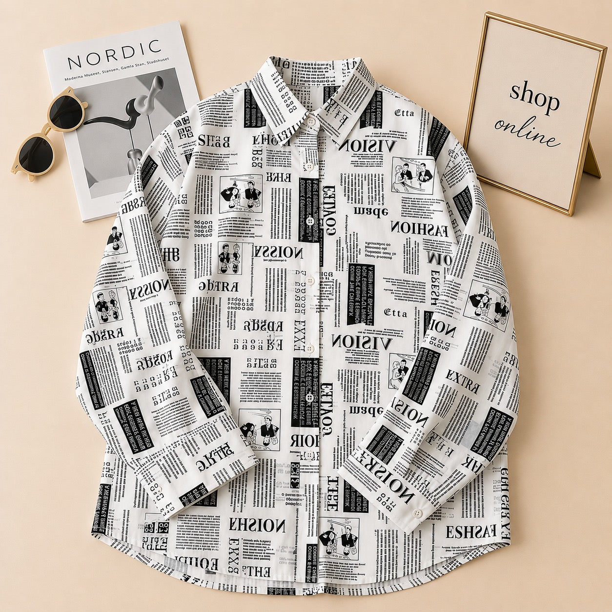NEWSPAPER BUTTON DOWN SHIRT