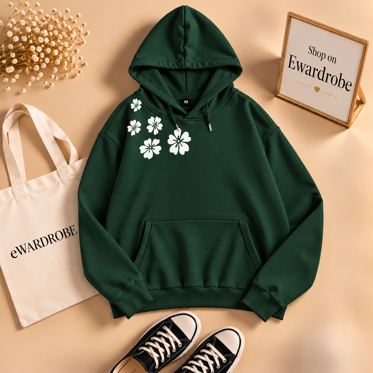Shoulder Flower Hoodie