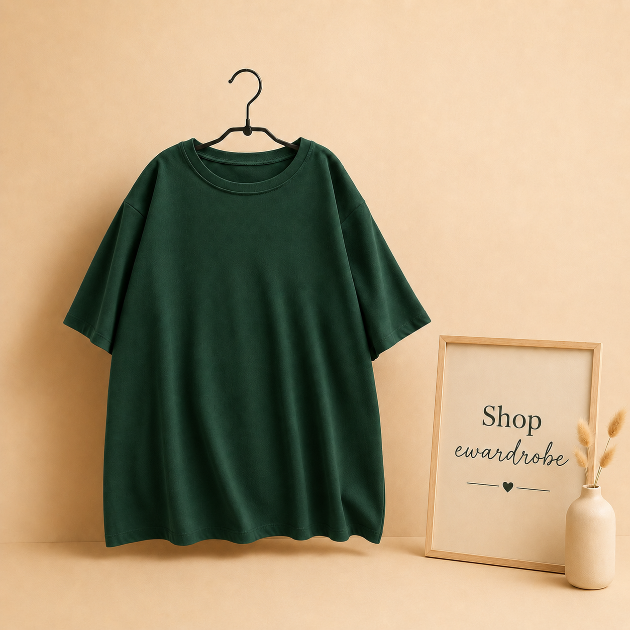 BOTTLE GREEN DROP SHOULDER TSHIRT