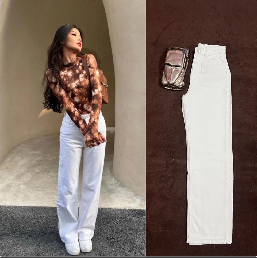 HIGH WAISTED WHITE WIDE LEG JEANS Ewardrobe — free download