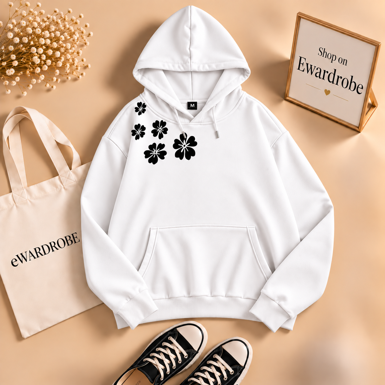 Shoulder Flower Hoodie