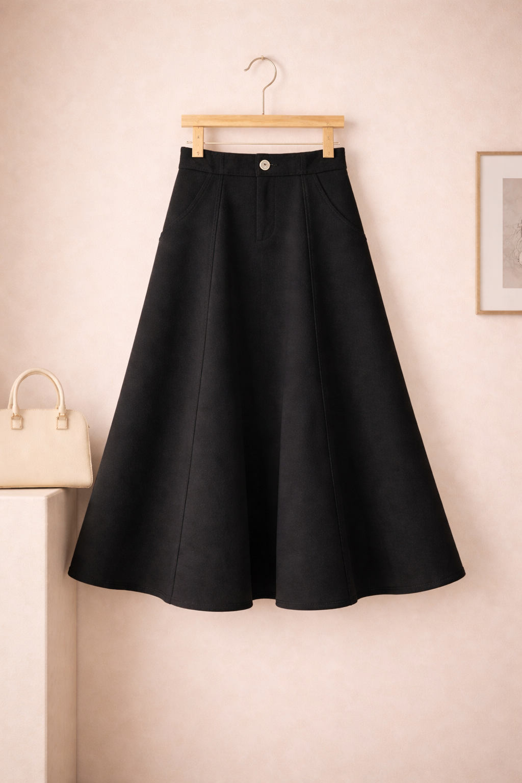 BLACK TWILL SKIRT
