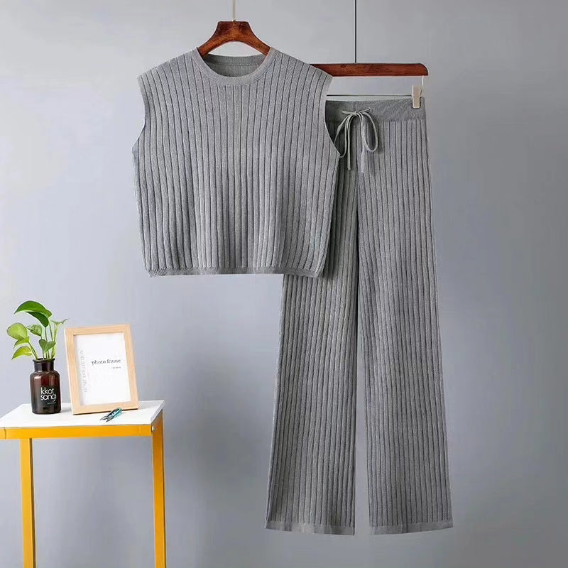 Grey Ribknit Tracksuit