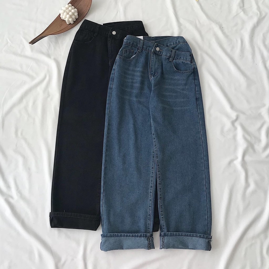 PACK OF 2 WIDE LEG JEANS ( BLACK AND MID BLUE