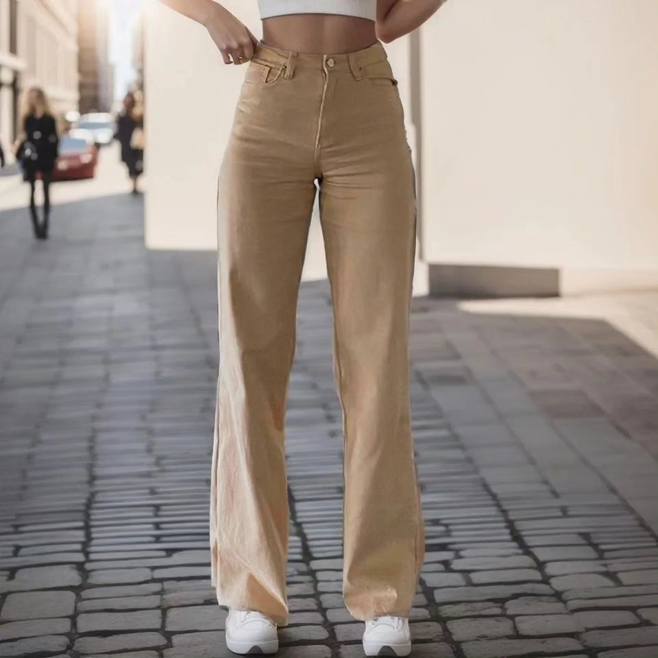 BEIGE BOOT CUT JEANS