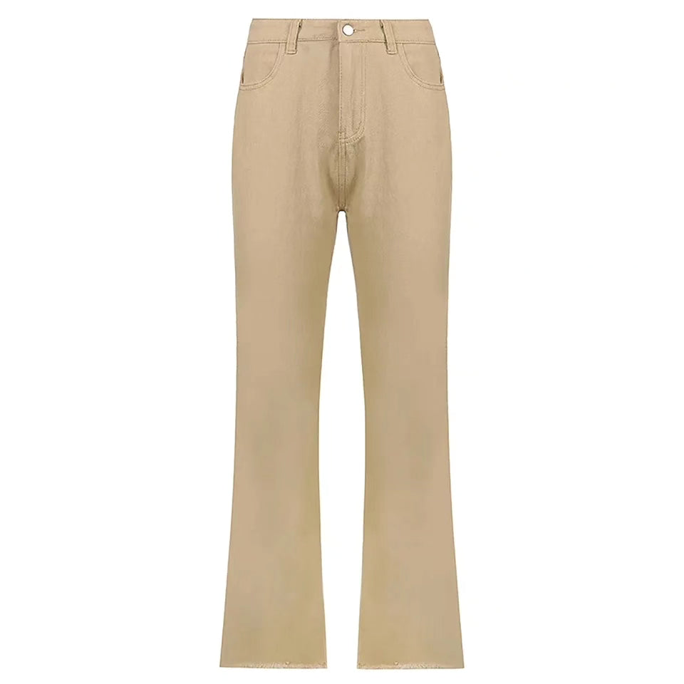 BEIGE BOOT CUT JEANS