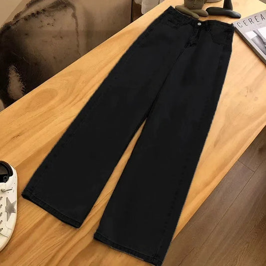 HIGH WAISTED BLACK WIDE LEG JEANS