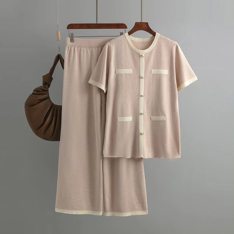 BEIGE SUMMER BUTTON TRACKSUIT