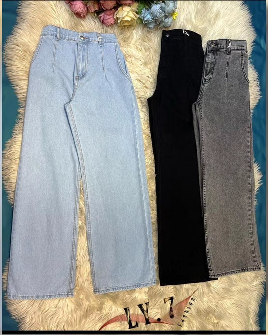 PACK OF 3 WIDE LEG JEANS ( ICE BLUE, MALAYSIAN BLACK AND JET BLACK )