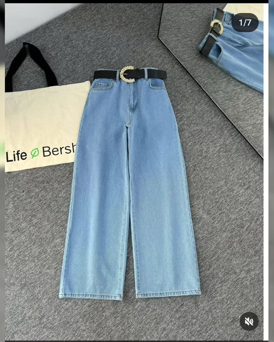 AQUA BLUE WIDE LEG JEANS