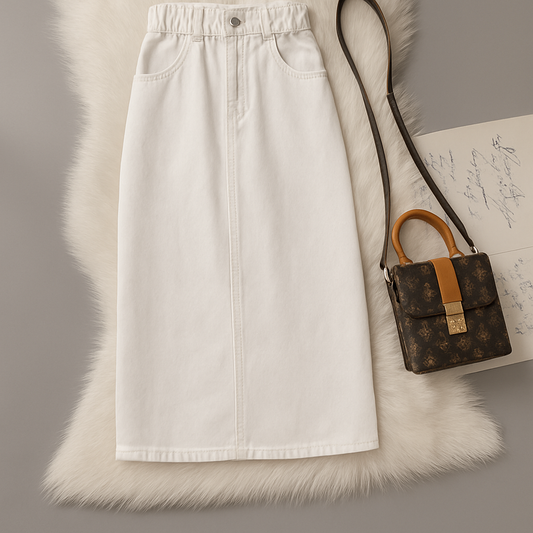 WHITE Denim Skirt
