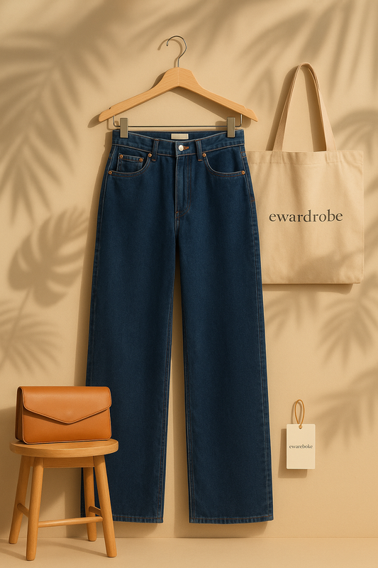 DARK BLUE WIDE LEG JEANS