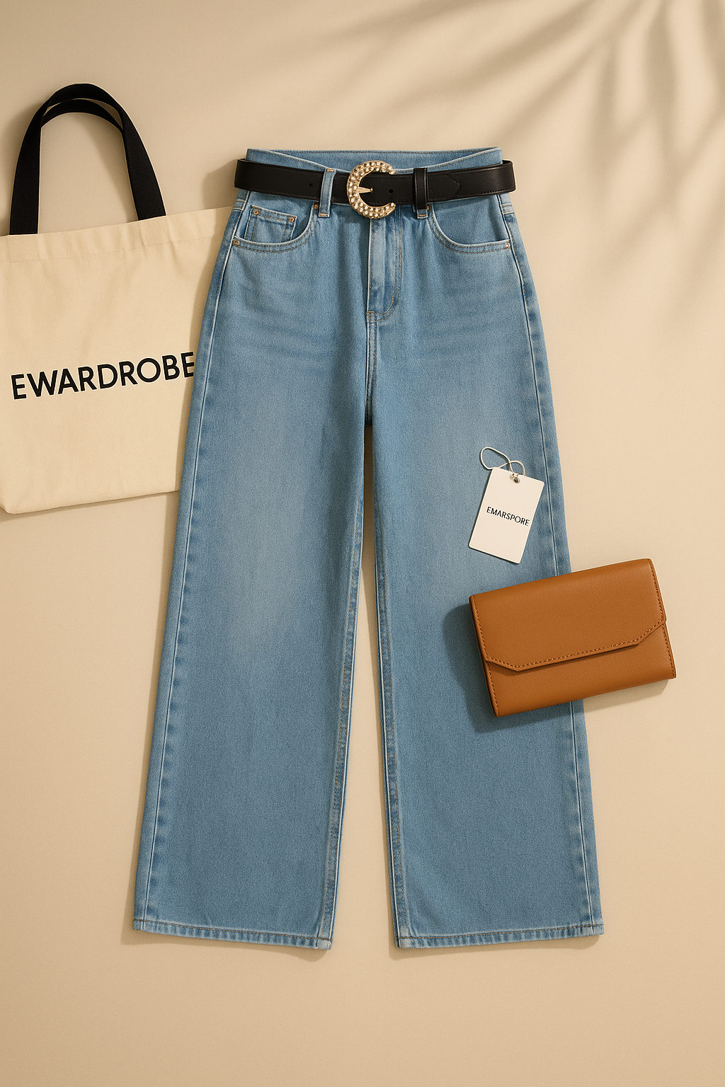 AQUA BLUE WIDE LEG JEANS