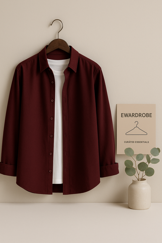 MAROON BUTTON DOWN SHIRT WITH INNER