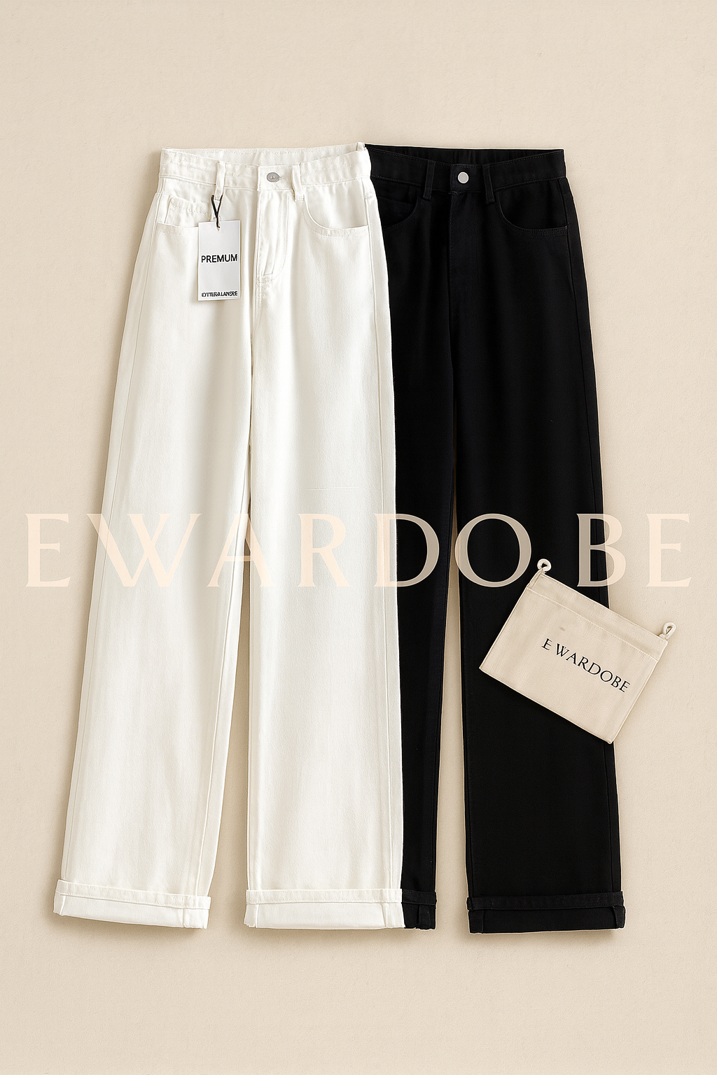 PACK OF 2 WIDE LEG JEANS ( WHITE AND BLACK )