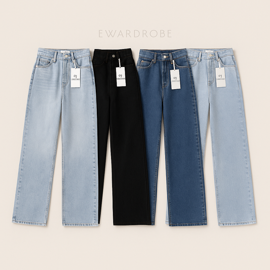 Ice blue, Black , Dark blue , Sky-blue  Wide leg